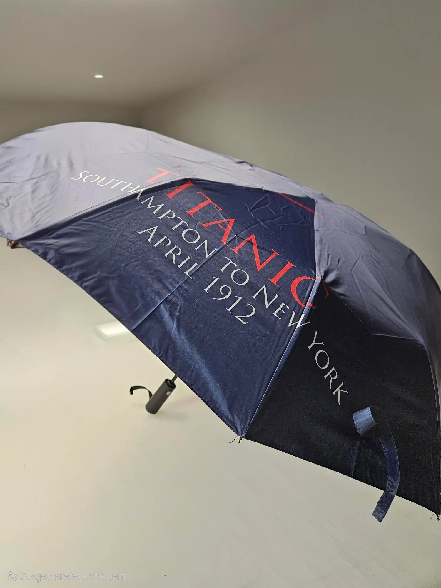 Titanic Navy Umbrella with map design - Image 2